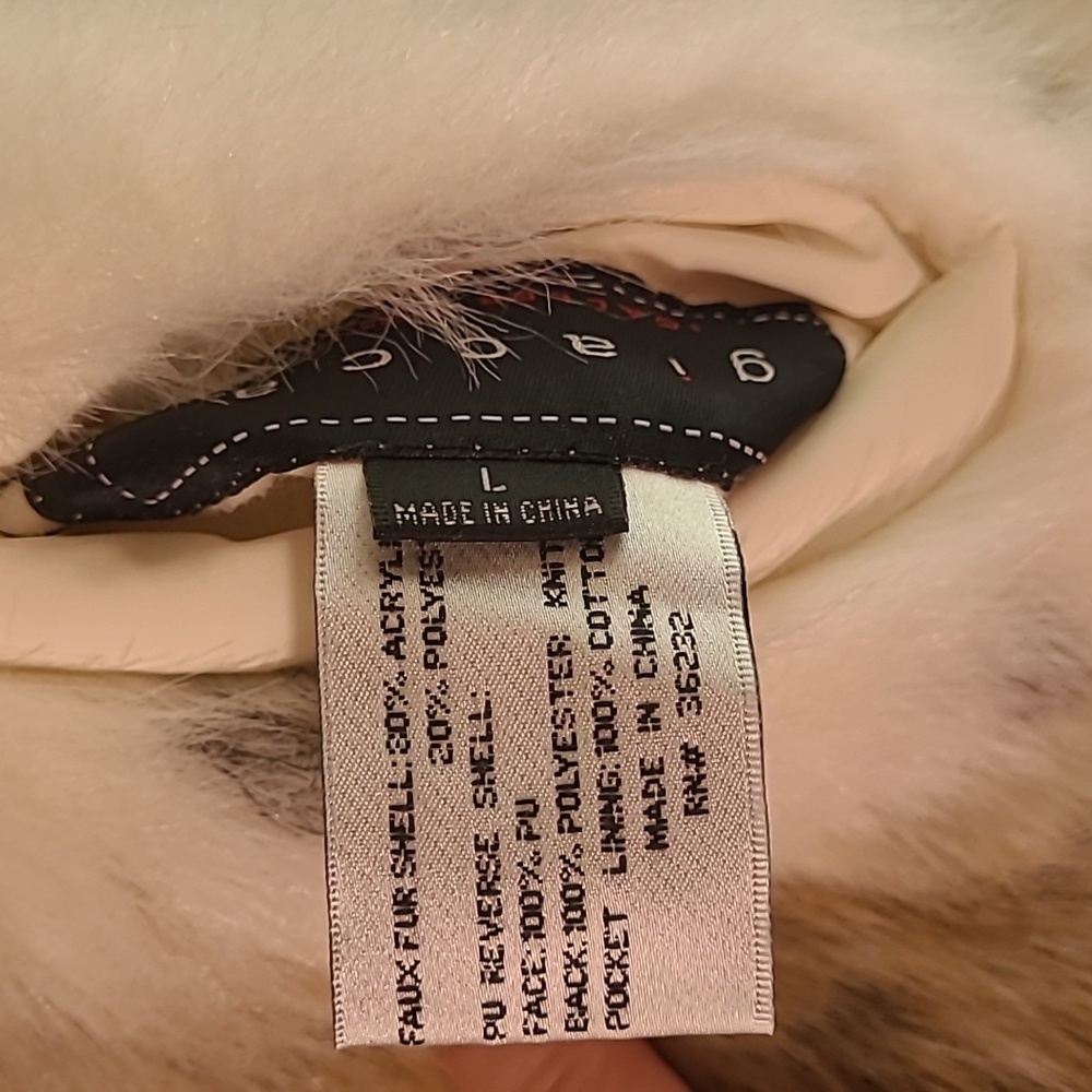 Giacca Gallery Company Womens Large Faux Fur Animal Print Reversible Vest View 6